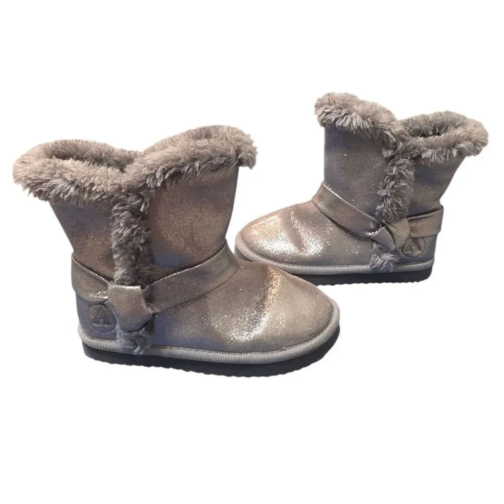Glittery Silver Fur Lined Boots